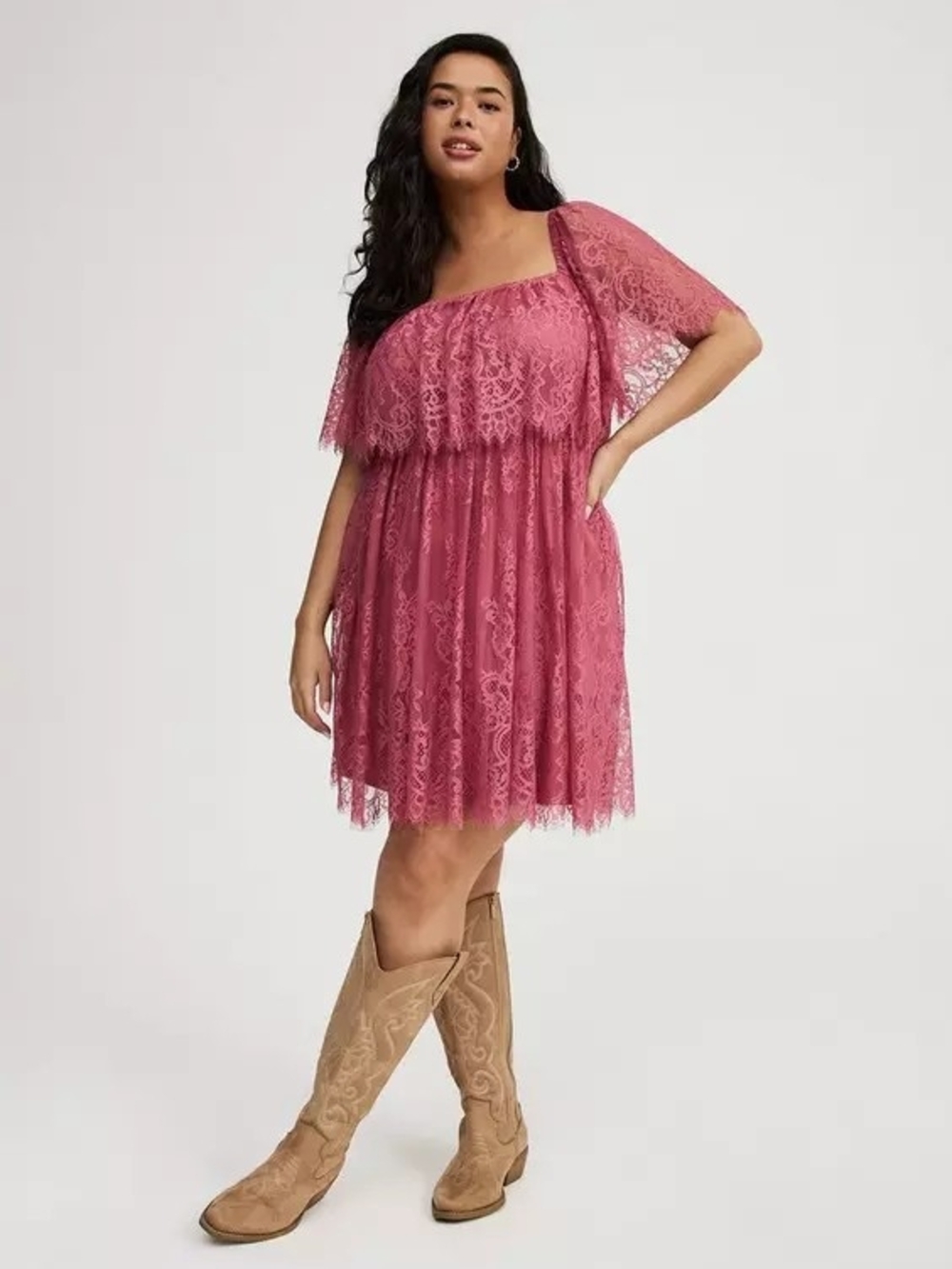 Torrid Lace Off-Shoulder Mini Dress in Dusty Rose Size 2